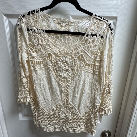 Elegant Cream Crochet Women's Top - Picture 2 of 5